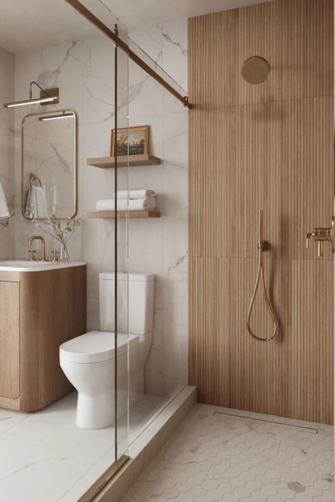 Concrete zen bathroom with natural elements