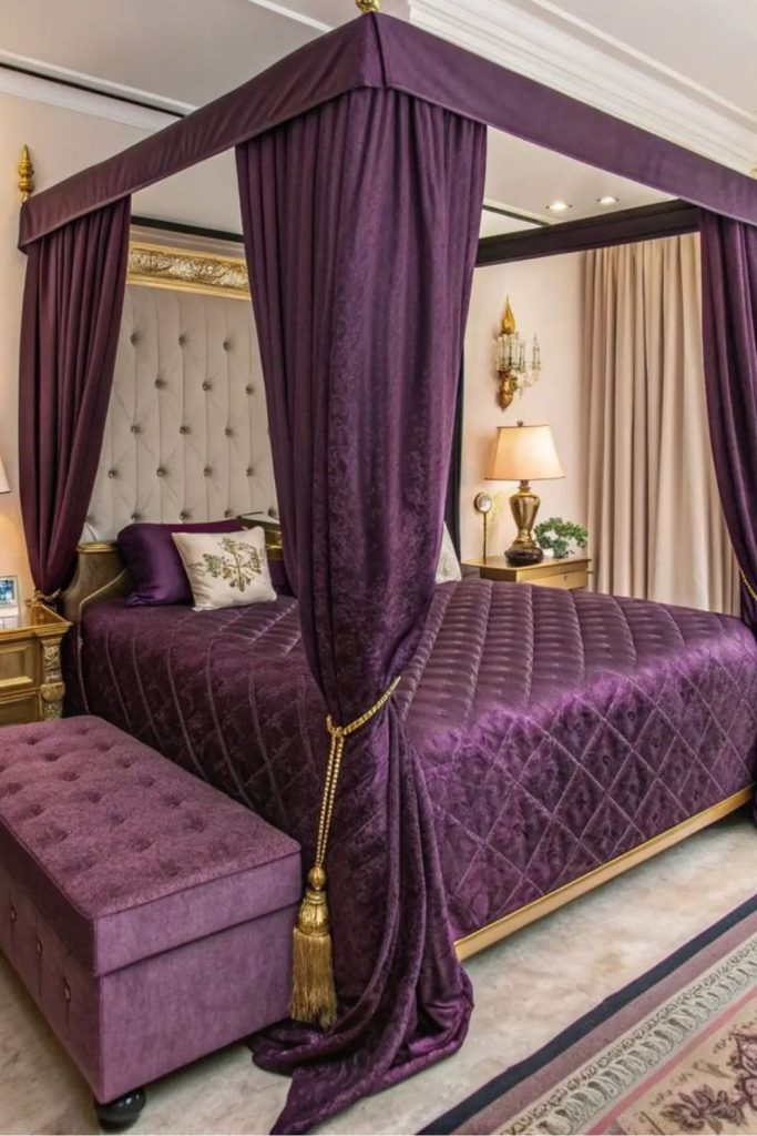 Deep plum crushed velvet bedding cozy