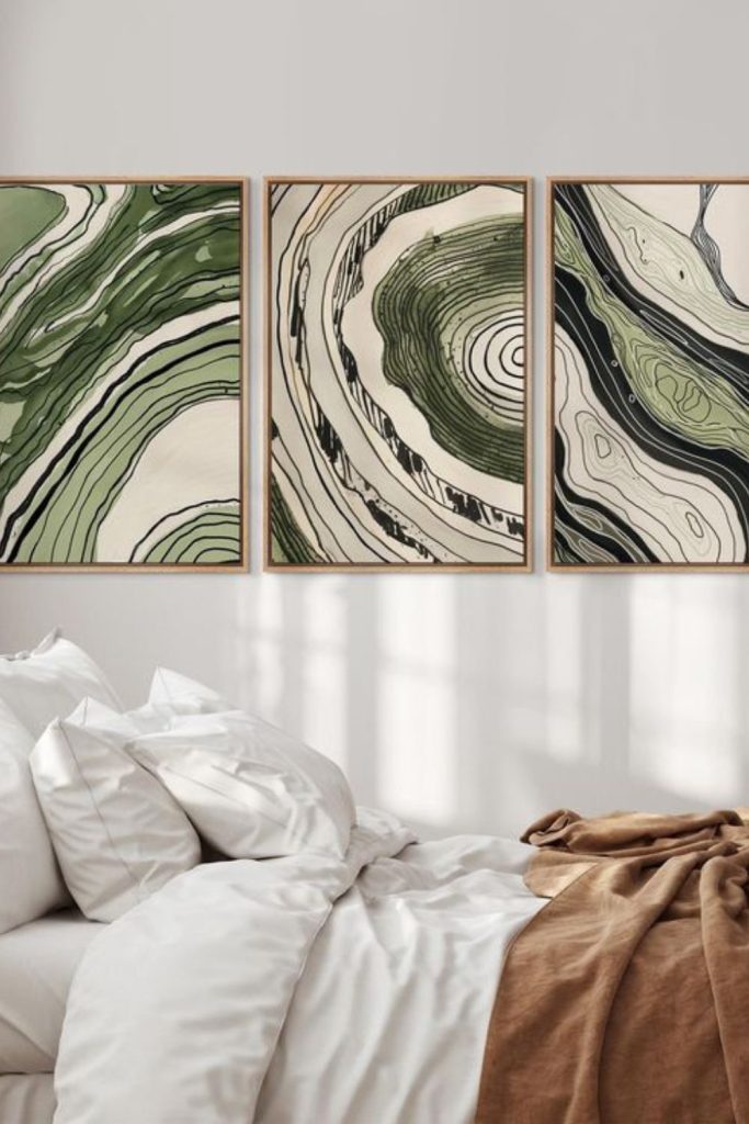 Emerald strokes surge across earthy canvas