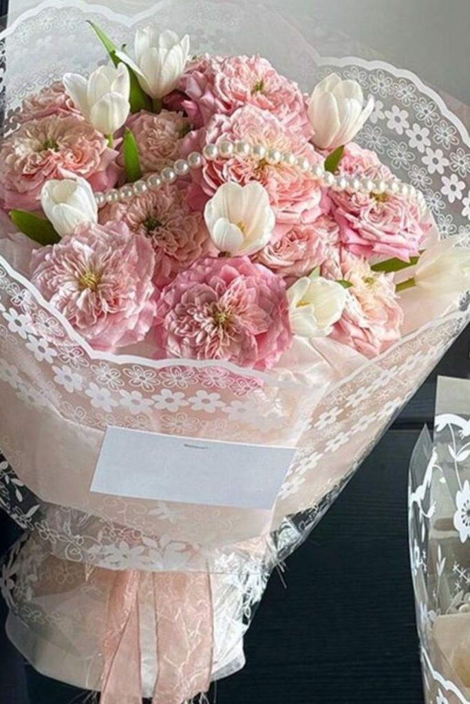 Lace wrapped roses nostalgic charm