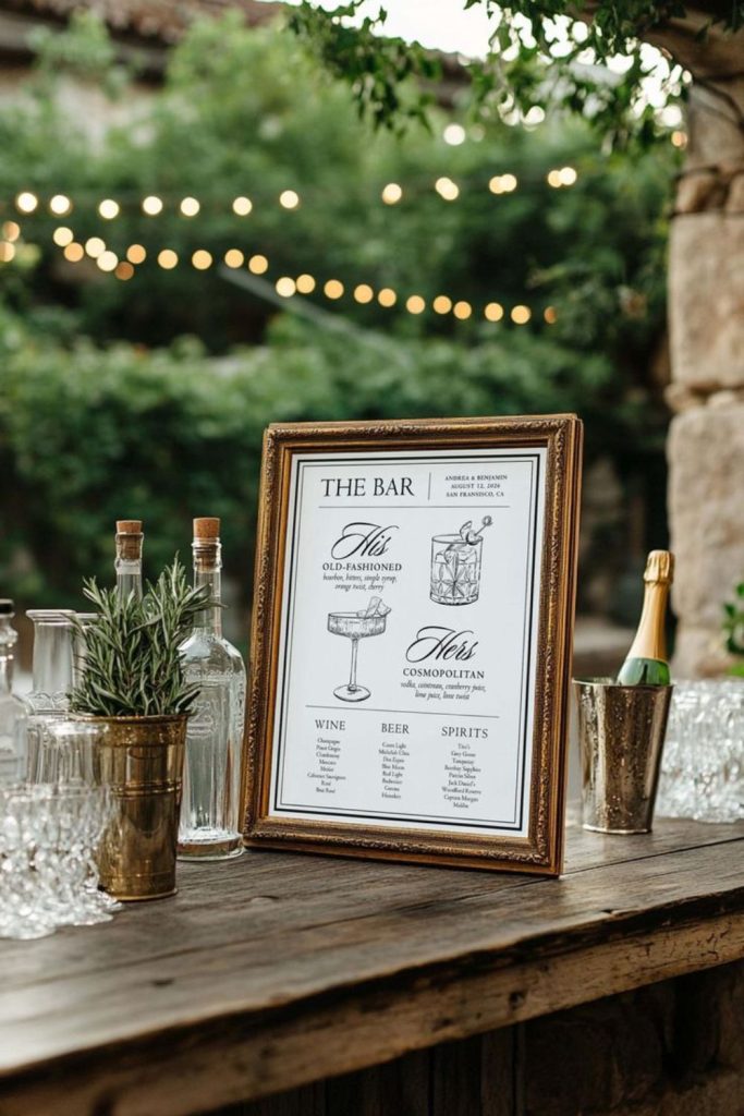 Vintage typewriter card style drink display