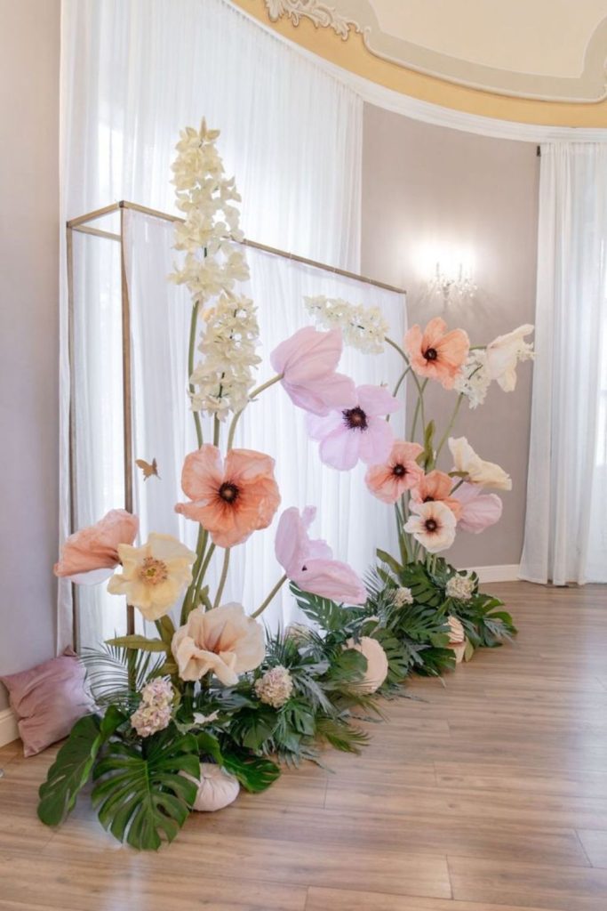 Paper blooms glitter floating whimsical