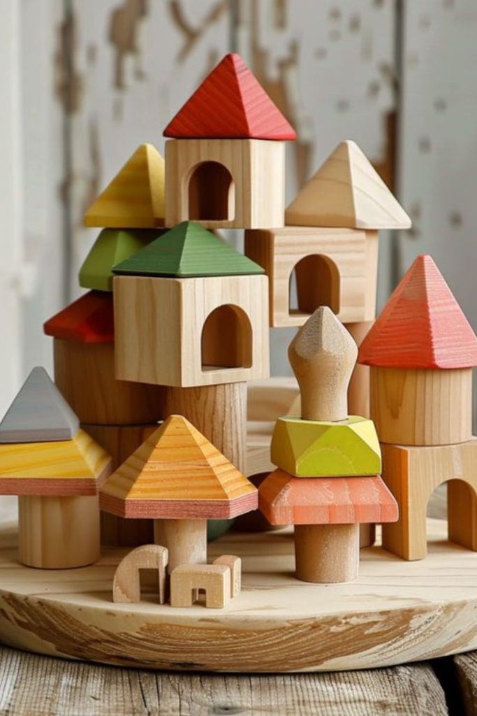 Colorful wooden blocks for stacking