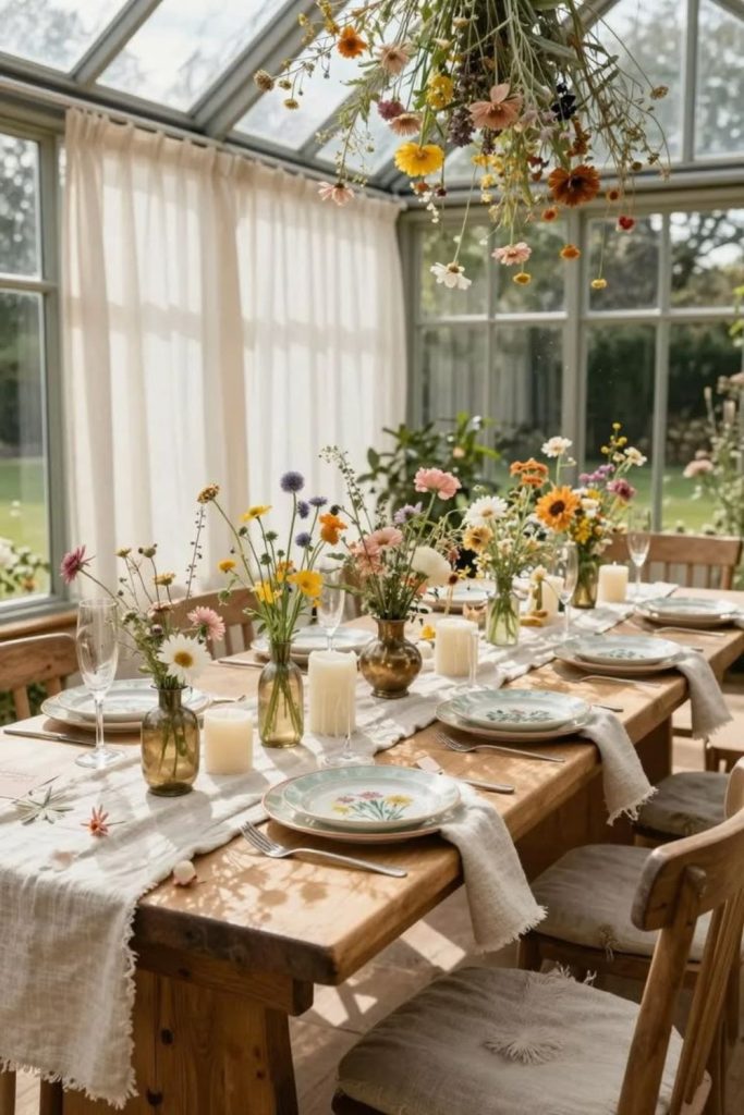 Wildflower rustic bridal shower garden decor