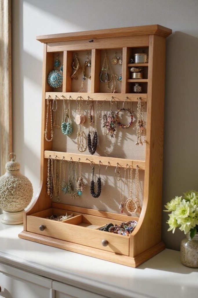 Wooden stand for necklaces and bracelets