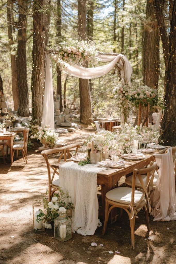 Woodland forest bridal shower natural setting