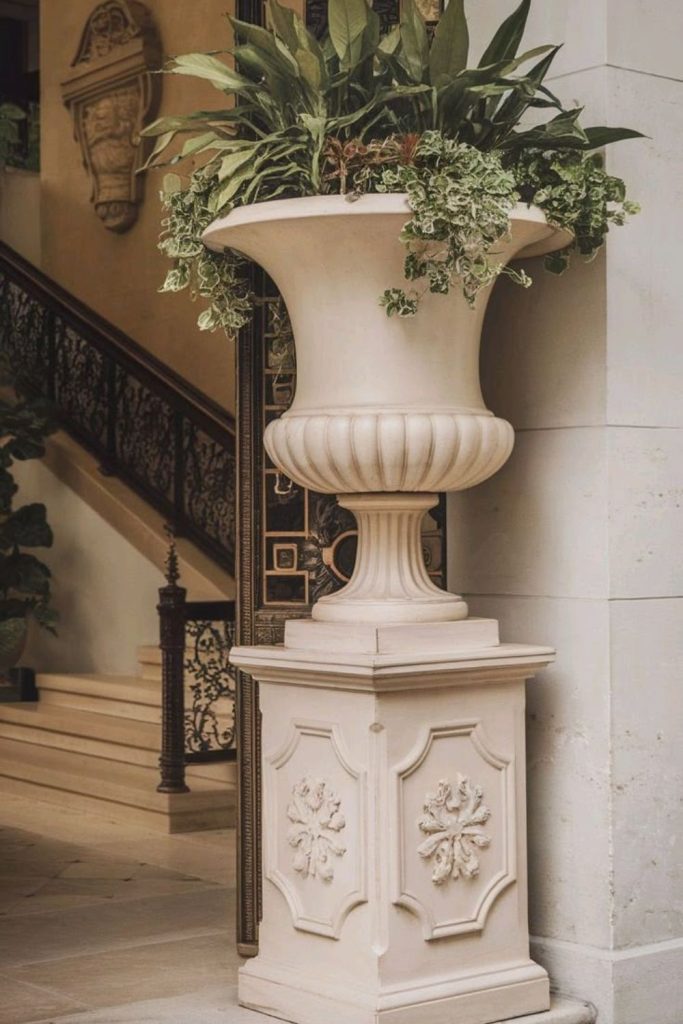 Antique urn classic porch flower planter.