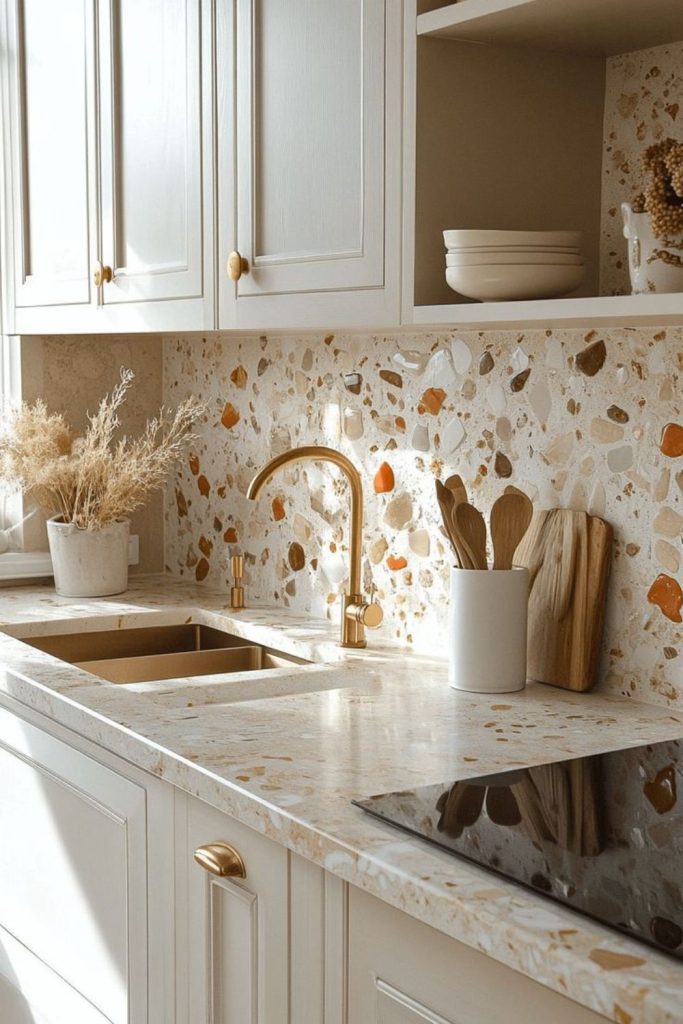 Mosaic artistic colorful kitchen counter design