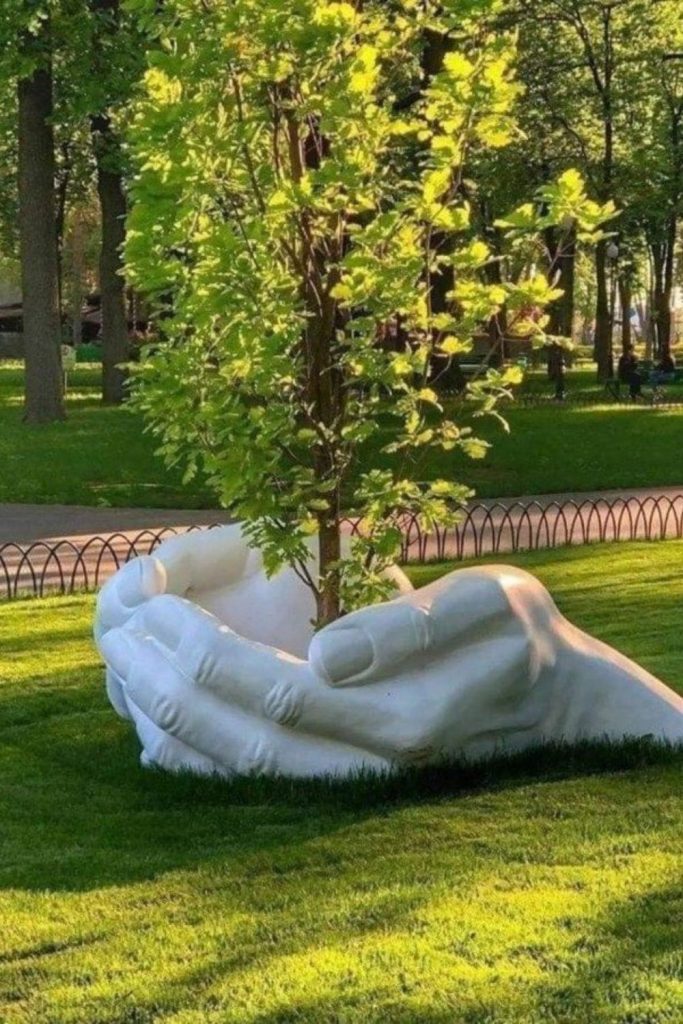 Sculpture garden kids artistic outdoor exploration space.