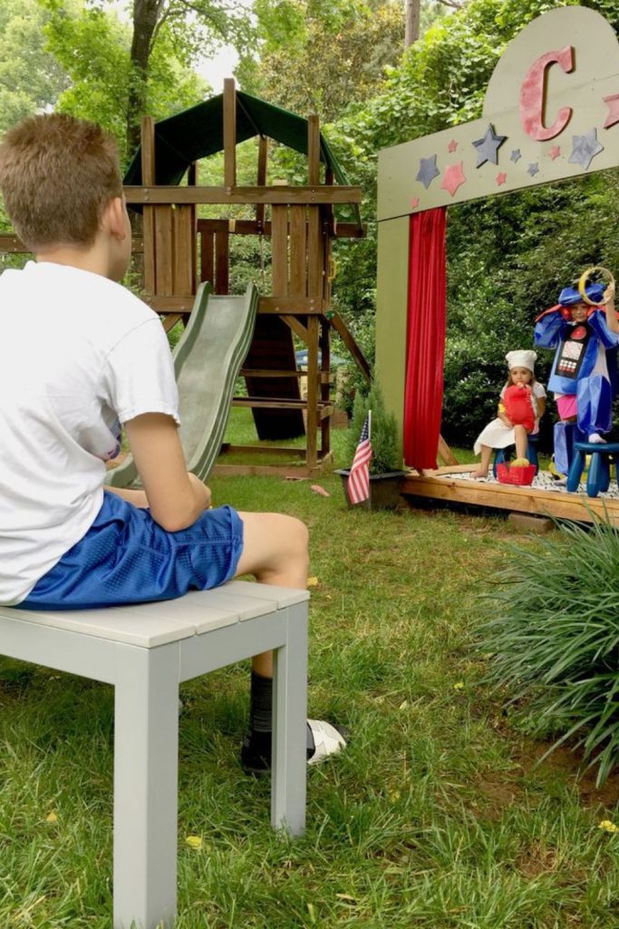 Puppet stage kids backyard storytelling performance play corner