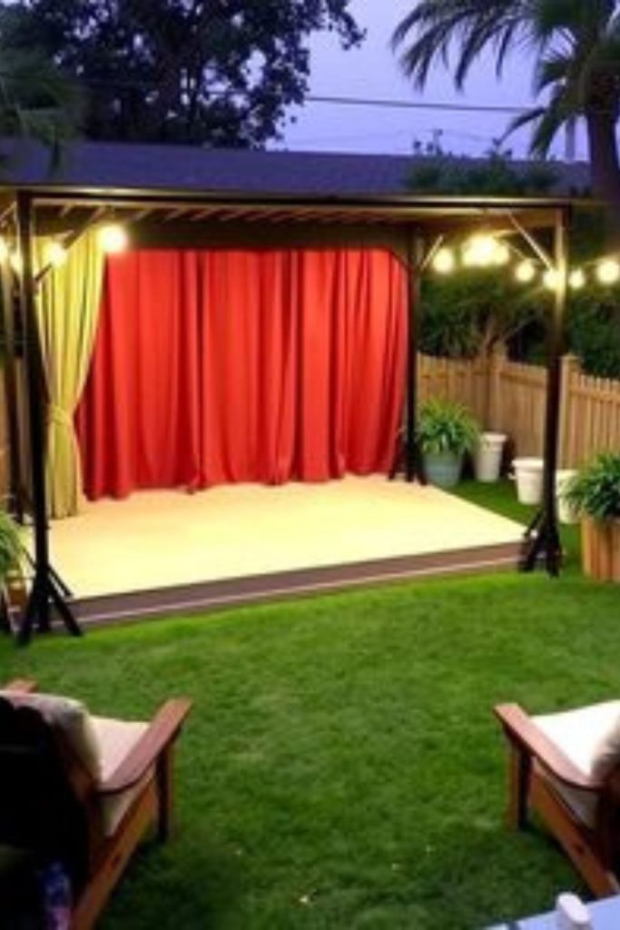 Backyard theater stage kids performance play area.