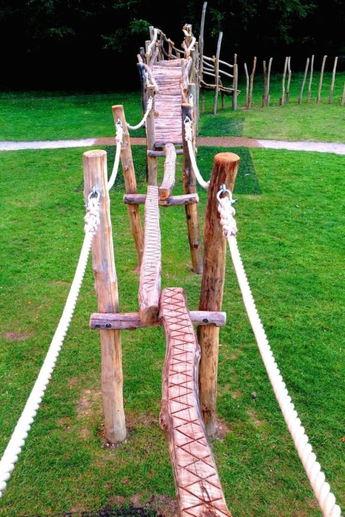 Bamboo balance beam kids coordination walk trail.