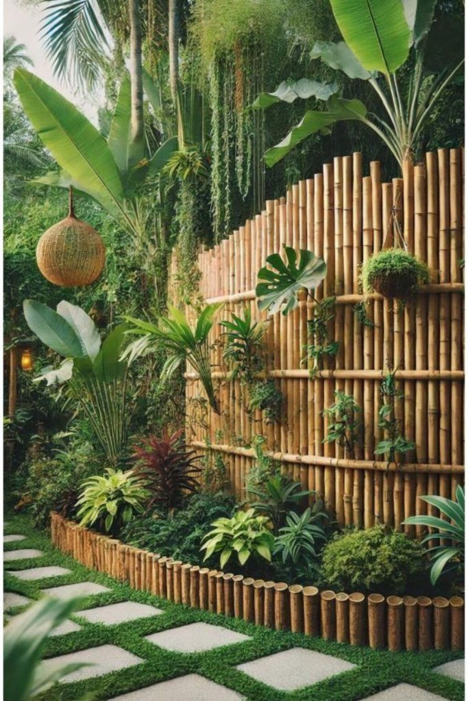 Bamboo privacy front yard screen