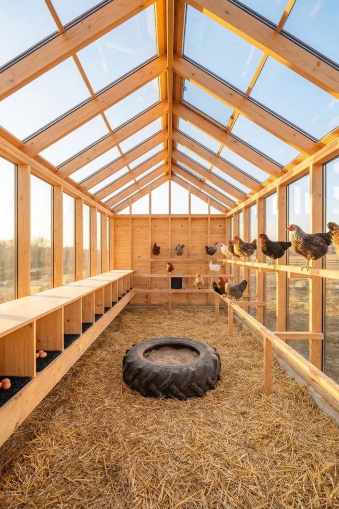 Bamboo lightweight natural chicken coop shelf design