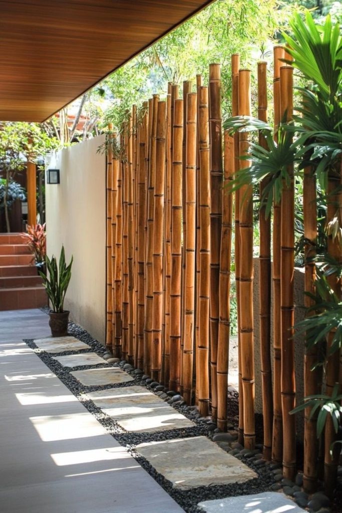 Bamboo screen natural garden fence