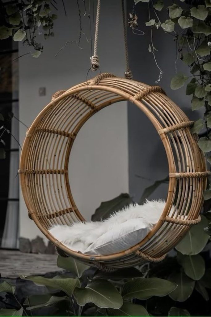 Bamboo zen minimalist hanging swing bench