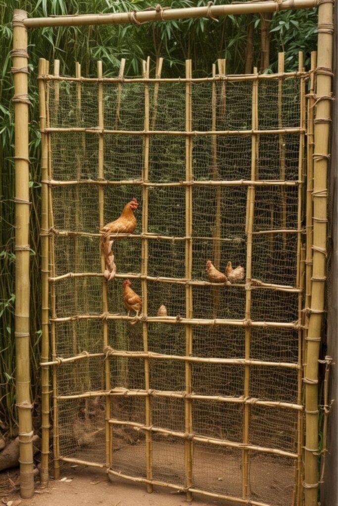 Bamboo pole zen style chicken roost frame