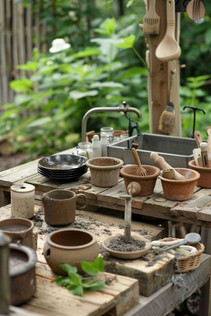 Barrel base rustic mud mixing kitchen