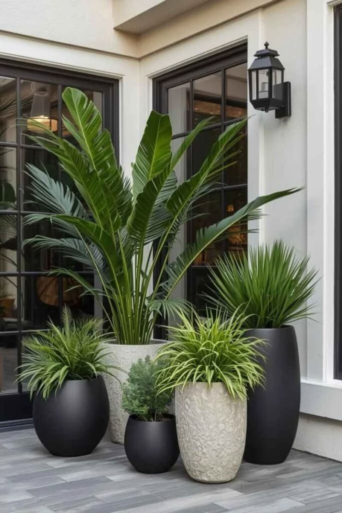 Black steel modern edge planter column