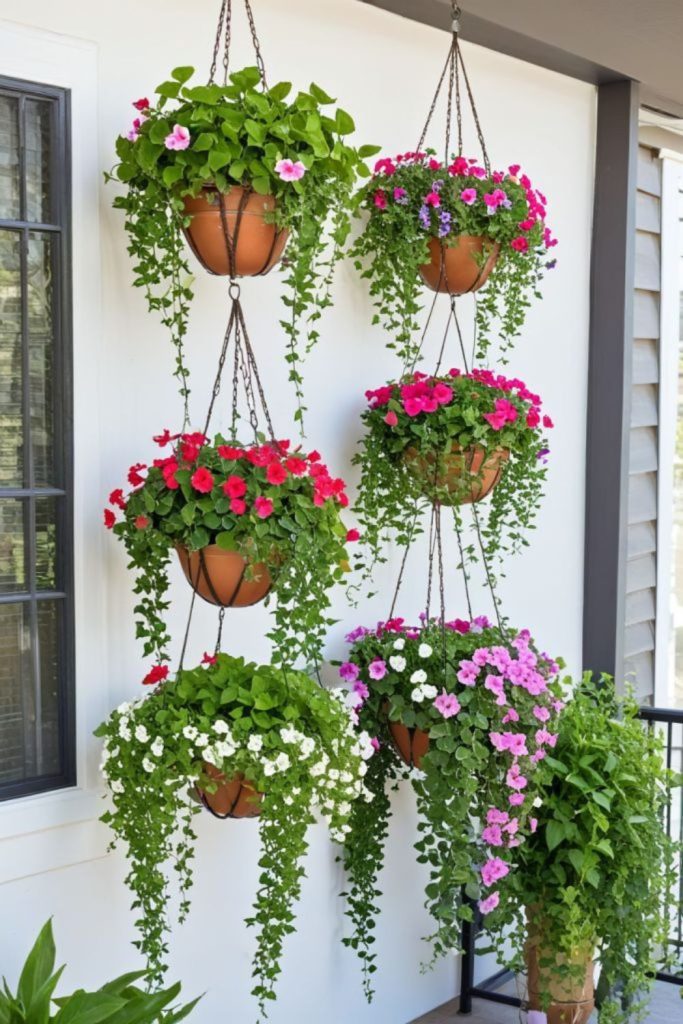 Boho woven basket wildflower porch decor.