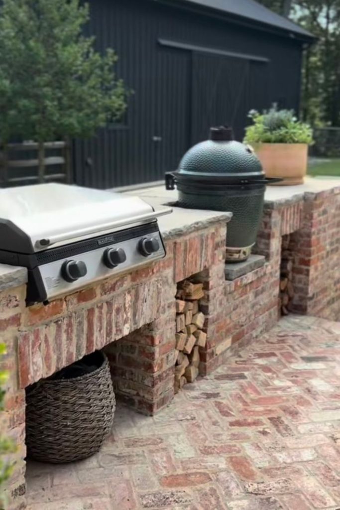 Brick U shaped grill station.