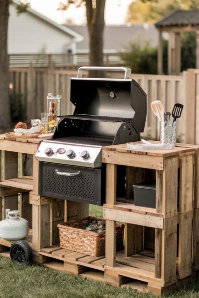 Metal bucket small charcoal grill.