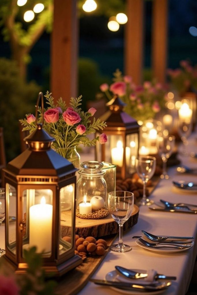 Candlelit garden romantic dinner evening