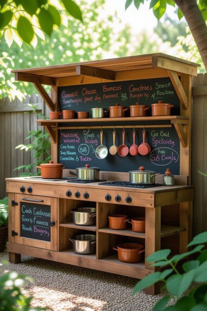 Chalkboard backdrop creative mud kitchen studio