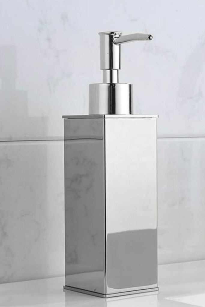 Chrome mirror finish soap dispenser