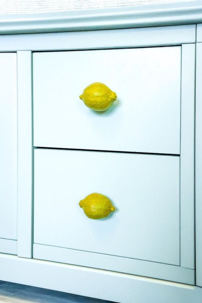 Lemon inspired cabinet handles with subtle kitchen detailing