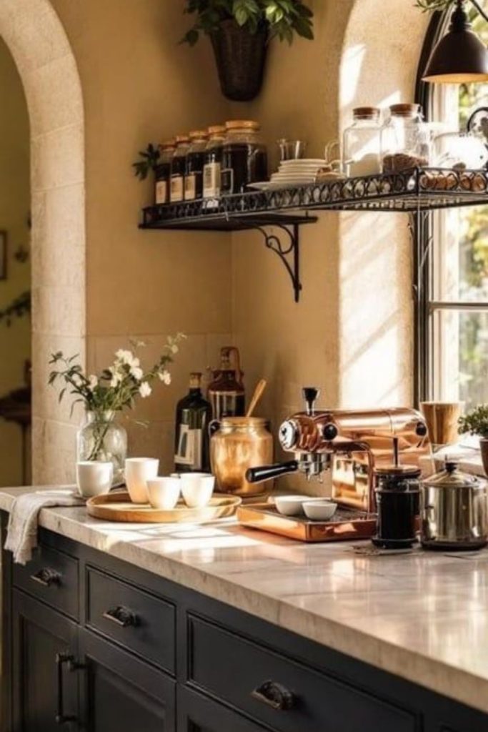 Classic Italian traditional espresso coffee bar style.