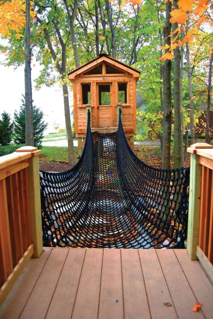 Climbing net web kids aerial adventure structure.