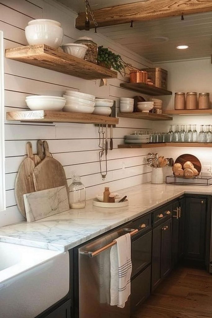 Cloud inspired airy kitchen with floating illusion.