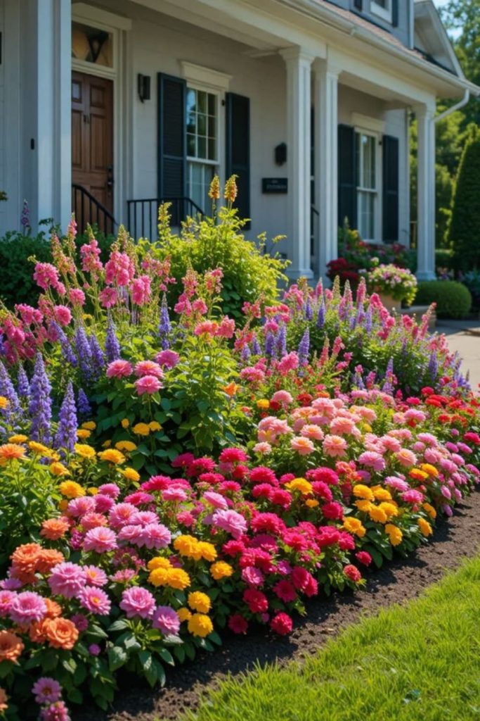 Colorful cottage flower front yard