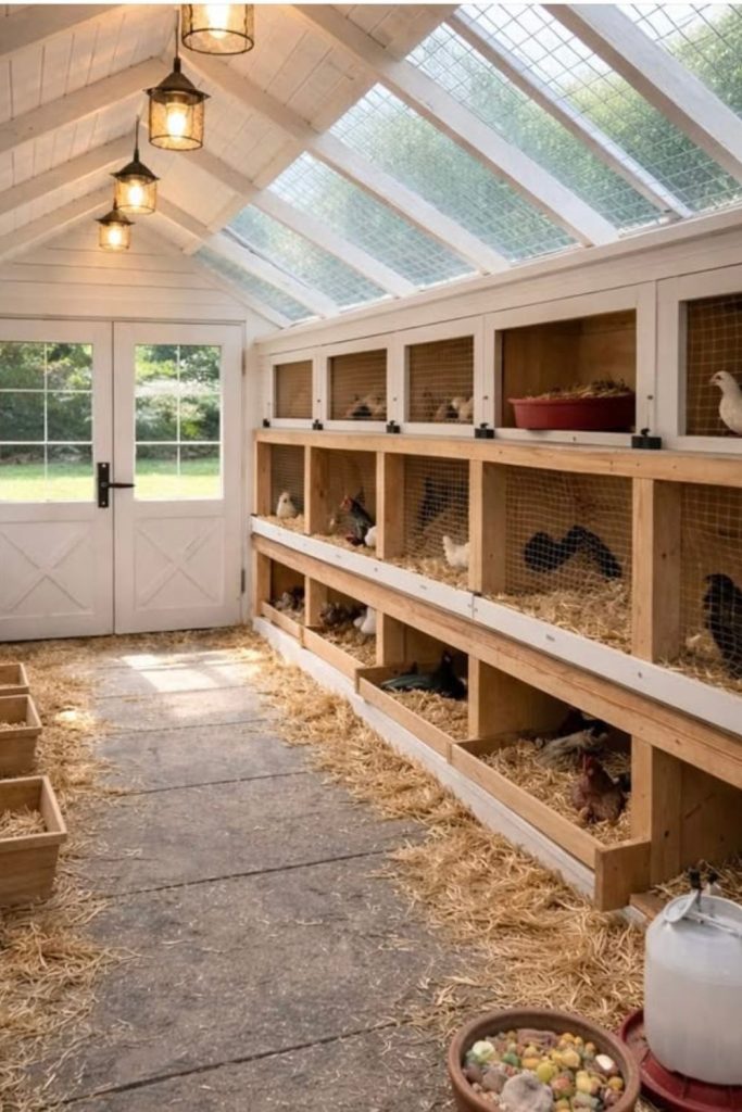 Compact smart space saving coop interior