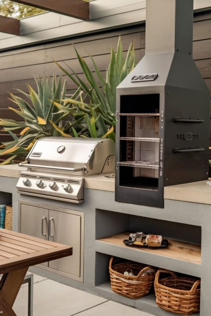 Concrete slab BBQ minimalist outdoor space.