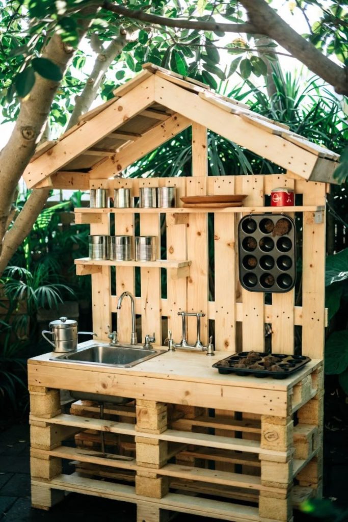 Crate stack multi level mud kitchen