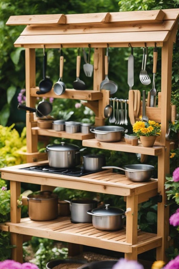 Crate stack outdoor mud kitchen kids station