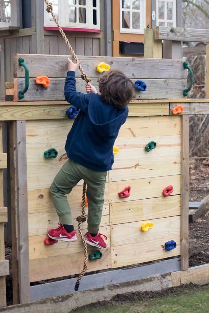DIY climbing wall backyard kids challenge.