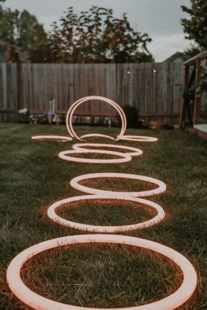 Ring toss game outdoor kids activity setup.