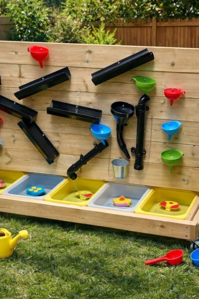 DIY water wall sensory splash activity.