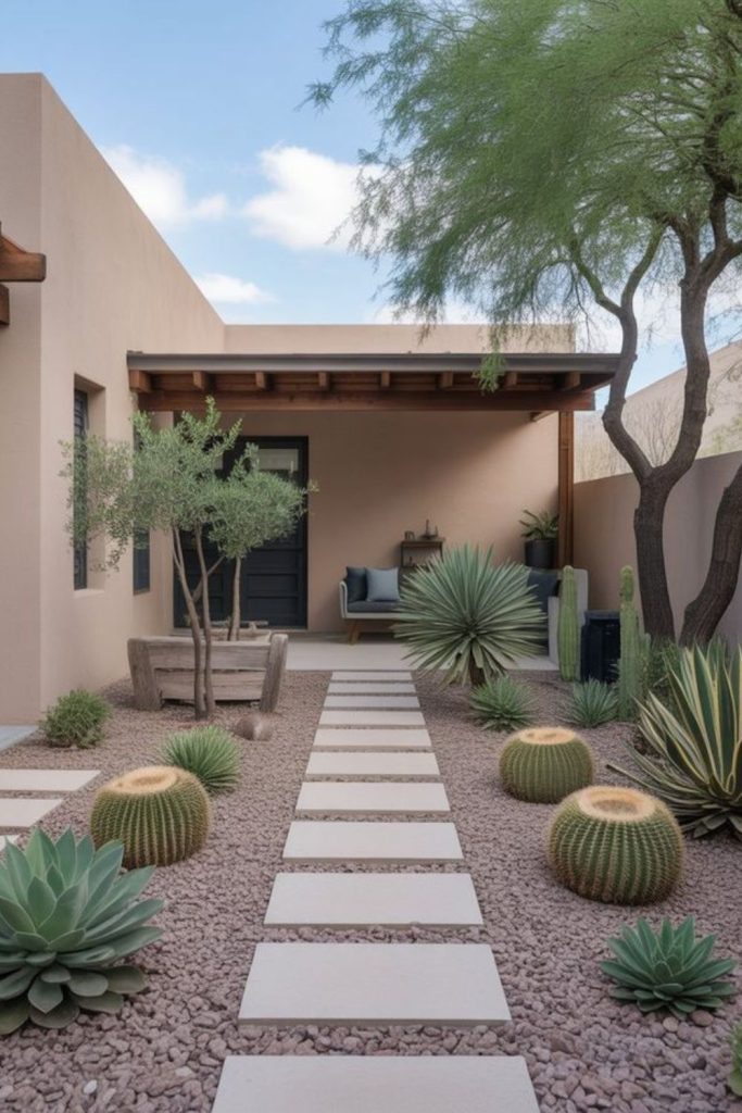 Desert succulent front yard design
