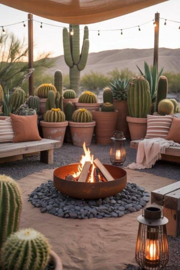 Desert clay fire pit warm tones