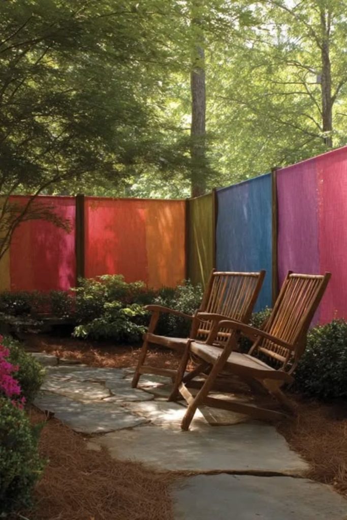 Fabric panel soft outdoor privacy screen