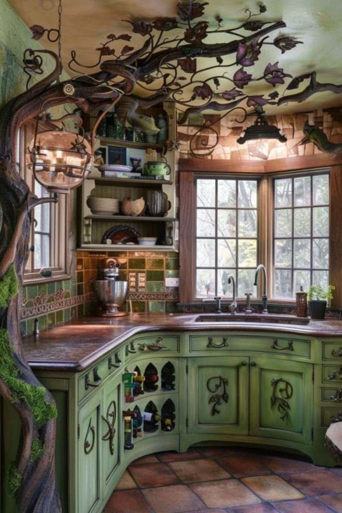 Castle inspired kitchen with medieval fantasy design.