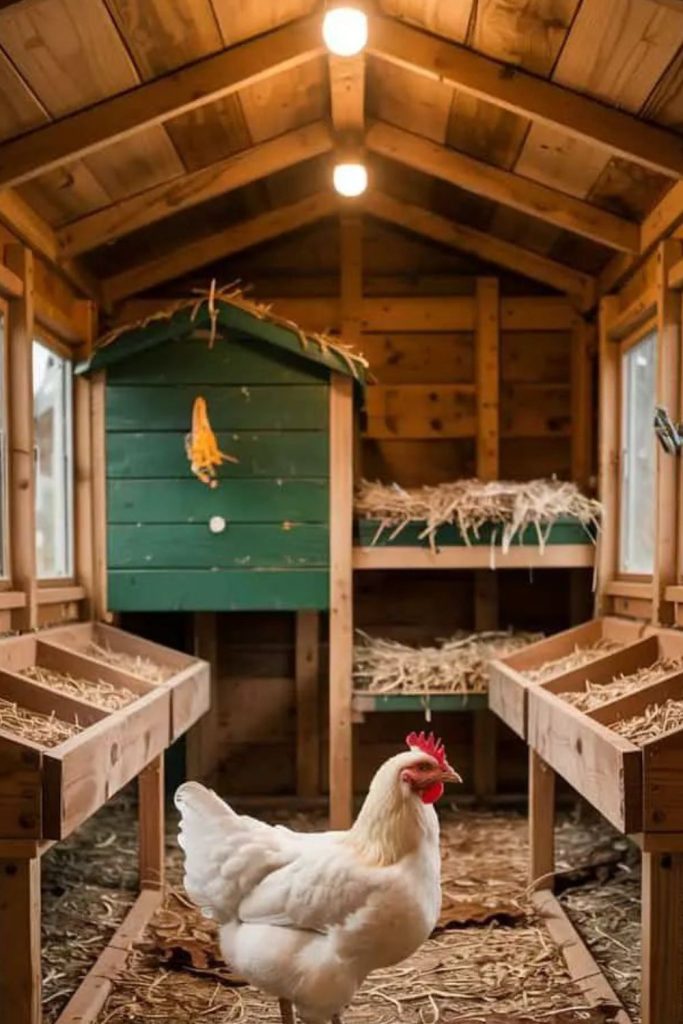 Farm chic patterned cozy coop interior