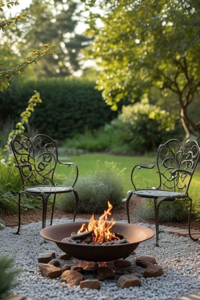 Simple gravel fire bowl setup