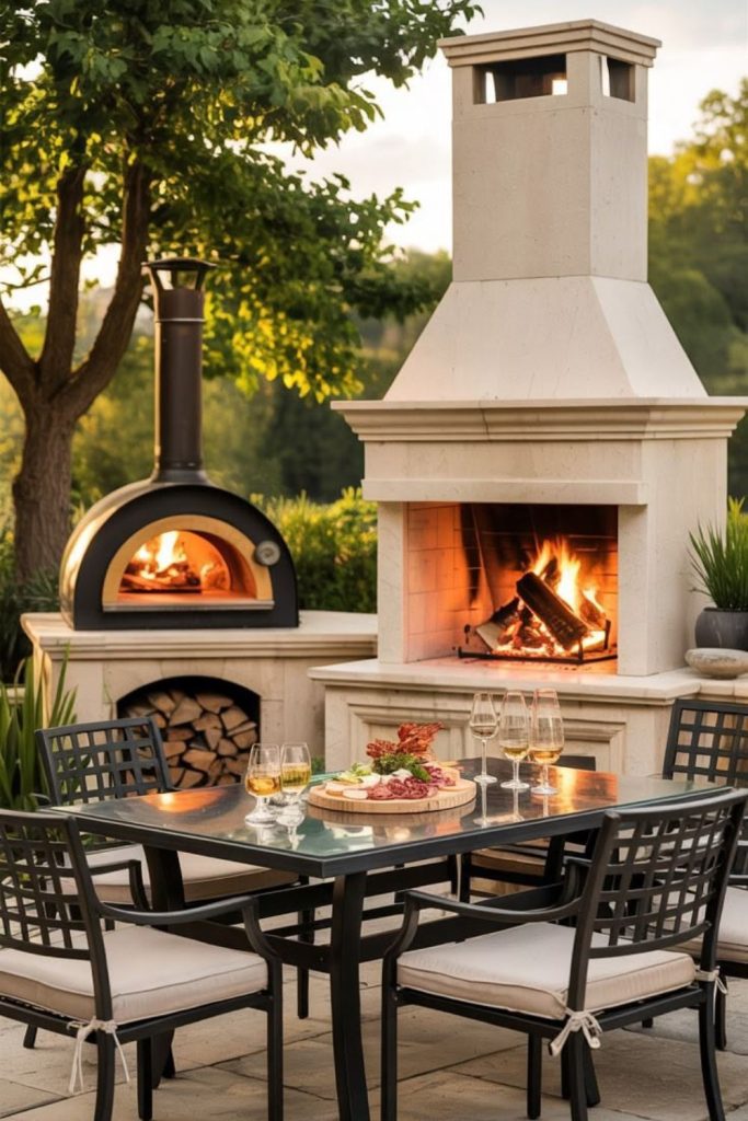 Fire pit with pizza oven