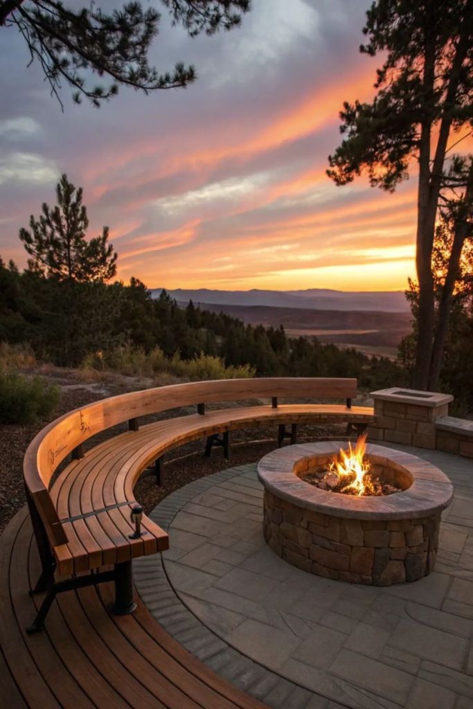 Deck fire with floating seating