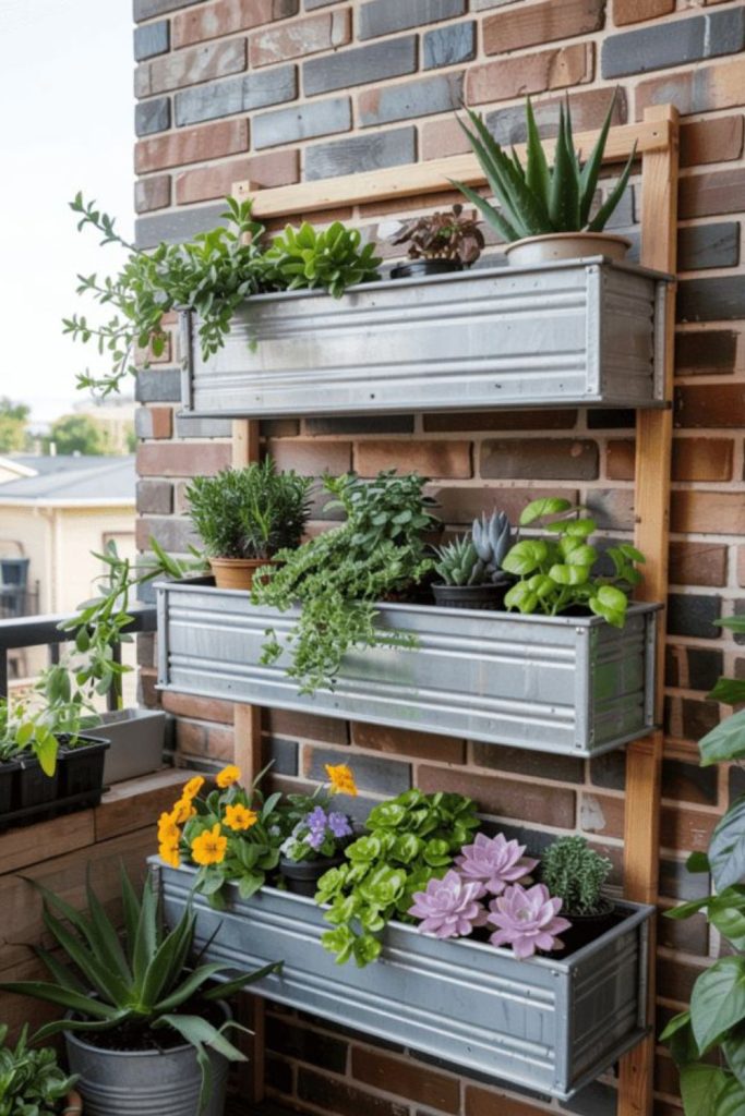 Floating shelf vertical garden planter tower